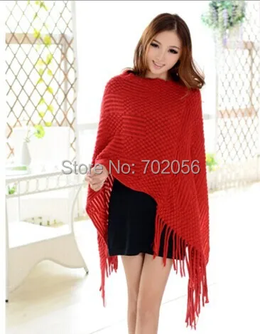 

2016 knit ponchos Leisure Cardigan Knitting Coat lady Batwing Cape Poncho shawl wraps Cardigan Sweater #3611