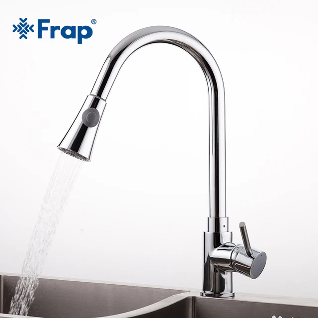 Best Offers  Frap new arrival 2018 Pull Out chrome brass Kitchen sink Faucet Mixer Tap Swivel Spout Sink Faucets Kitchen Faucet 