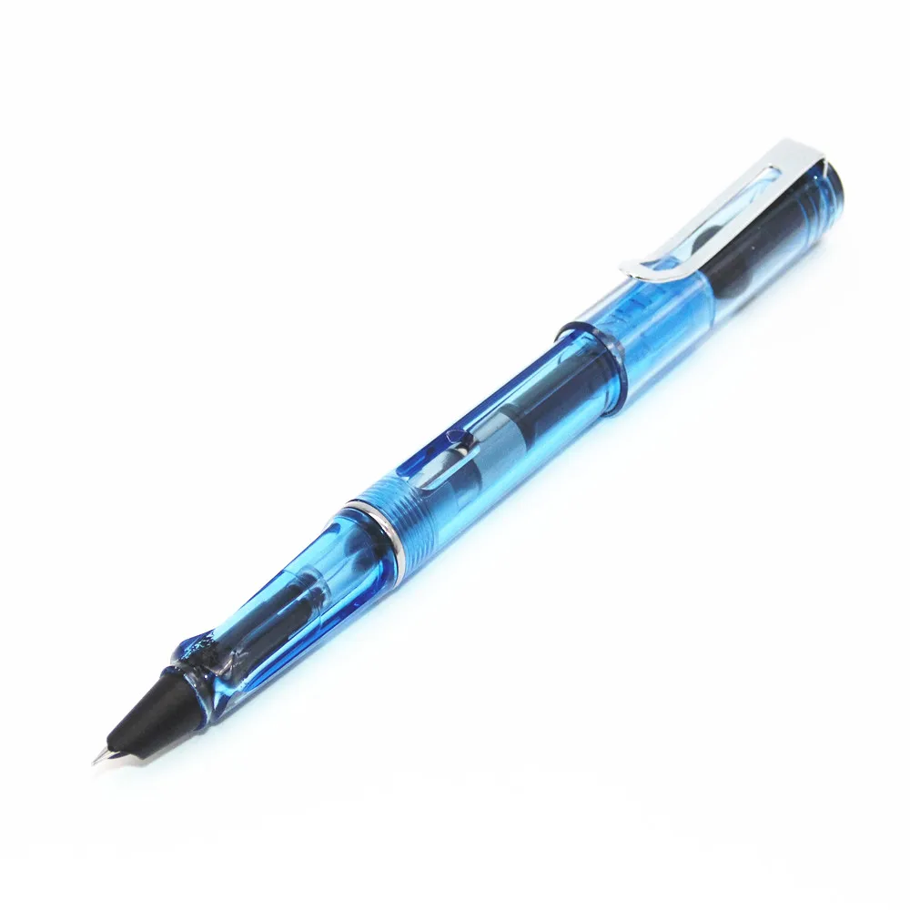 5pcs ink Blue and 2pcs Medium fine nib Jinhao 599 Transparent black Fountain Pen 