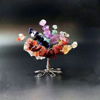 

7 Chakra Stones Tumbled Gemstones Beads Mini Crystals Bulk Tree of Life Ornaments Statues Home Table Decoration Accessories