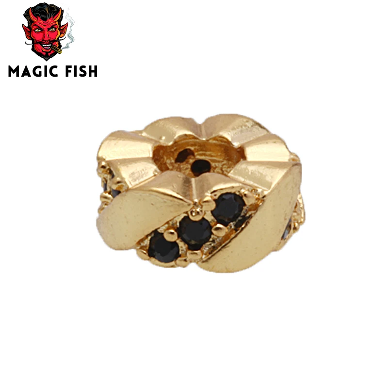 

Magic Fish Flat round shape Inlaid black zircon DIY Beads for Making Men Women Valentine's Day Bangle&Bracelet Necklace Jewelry