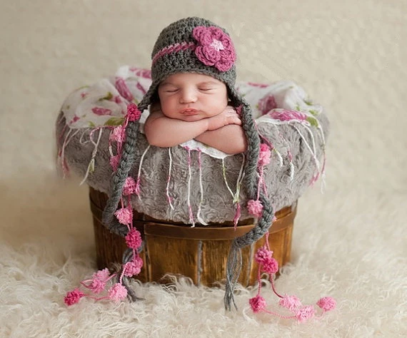 baby girl hats with flowers