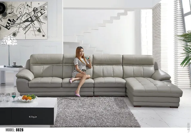L Bentuk Sofa Kulit Ruang Tamu Sectional 0414 Di L Bentuk Sofa Kulit Ruang Tamu Sectional 0414
