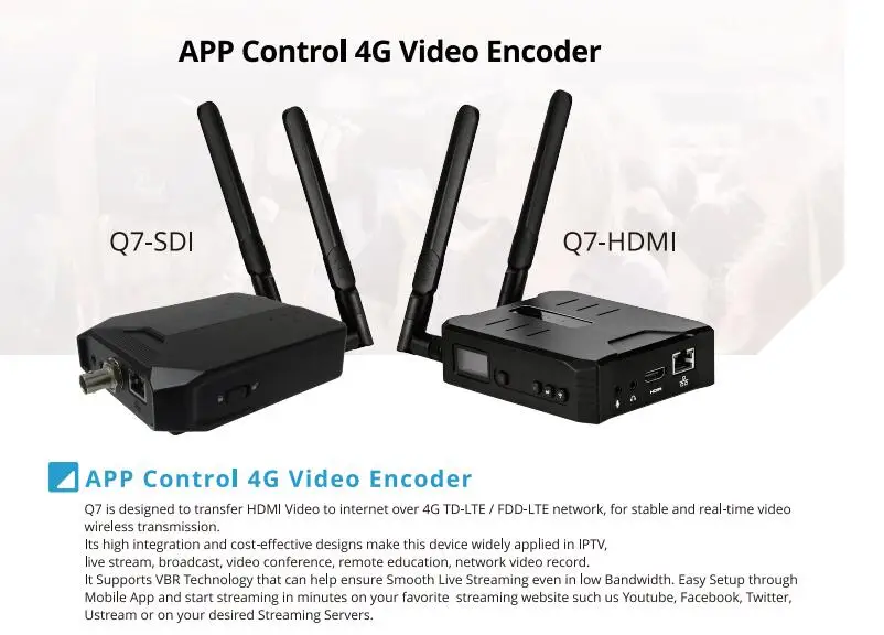 Видео кодировщик Mine Q7 4G LTE HDMI беспроводной RTMP IP прямые поставки с поддержкой 4G/Wi