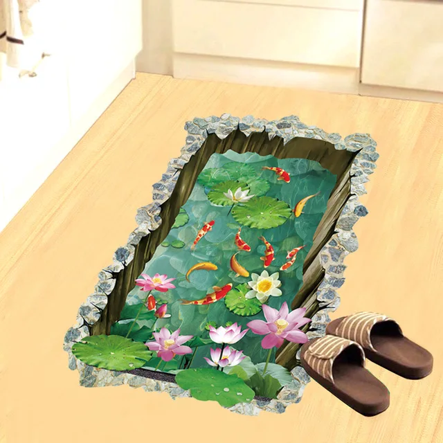 Special Price 3D fish pond floor stickers for kids rooms bedroom ground Non-slip home floor decoration mural poster wal sticker art decals Special Price 3D fish pond floor stickers for kids rooms bedroom ground Non-slip home floor decoration mural poster wal sticker art decals