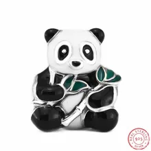 925 стерлингового серебра сладкий панда бусины Многоцветный Эмаль DIY Fit PANDORA Подвески для женщин Изготовление ювелирных изделий талисман или подарок FL610