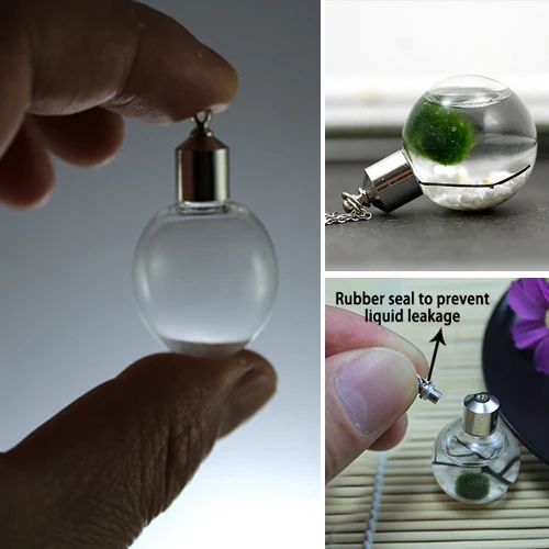 6 шт прозрачный стеклянный шар с металлическими винтовыми крышками стеклянный флакон кулон миниатюрная стеклянная бутылка желаний ожерелье кулон