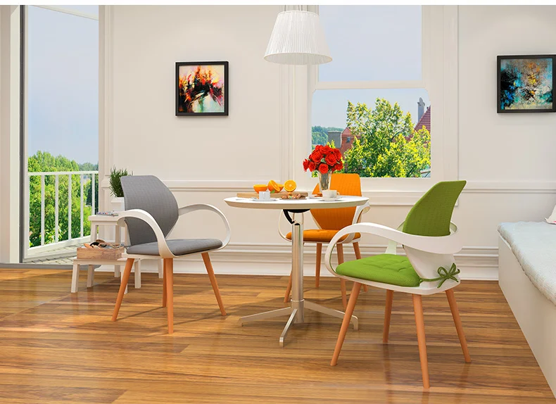 

living room chair tea coffee house stool wood leg orange color green gray cushion retail and wholesale free shipping