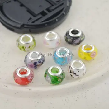 

Fashion jewelry! 50p Mixed Faceted Crystal Glass European Beads Fit bracelet