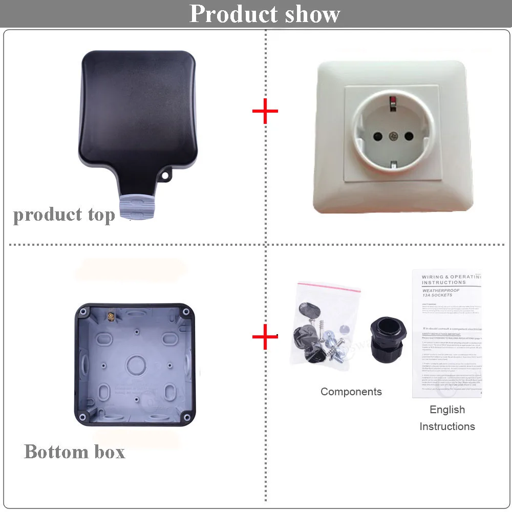 IP66 16A ЕС стандартный Электрический штекер Outlet всепогодный водонепроницаемая розетка для наружной стены/Ванная комната AC 110~ 250 V