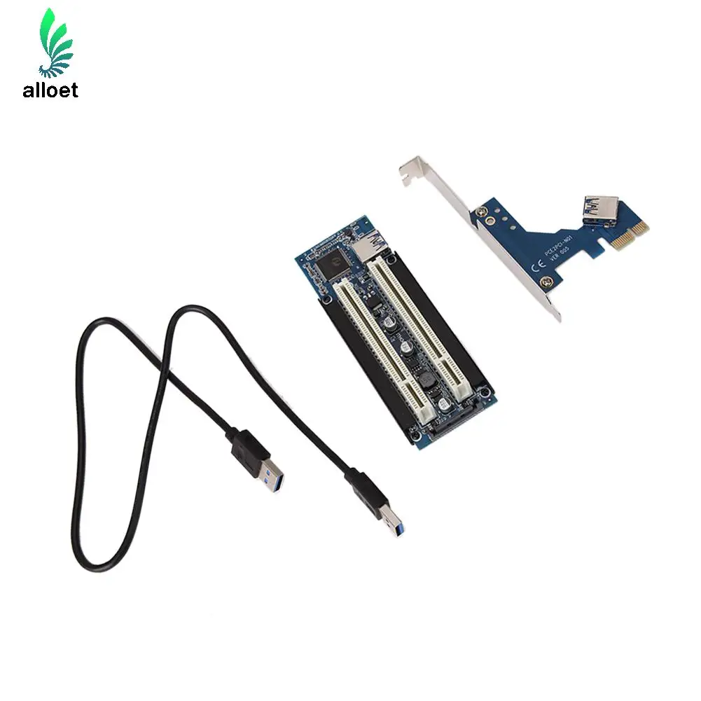 PCI E Express X1 to Dual PCI Riser Extend Adapter Card with 1M Long USB3 0