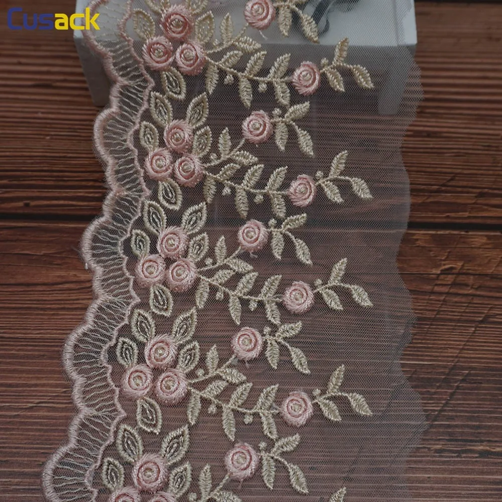 1 ярд 10 см Сетка Розовая вышивка Цветочная кружевная лента планки платье отделка Аппликация DIY Рукоделие Шитье отделка чистая ткань кружевная ткань