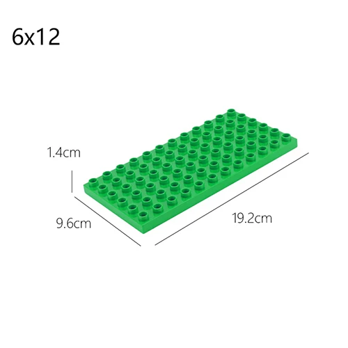 Двухсторонние опорные пластины для больших кирпичей, большой строительный блок из частиц, двухсторонняя материнская плата, совместимая с блоком Duplos для детей - Цвет: 6x12 green