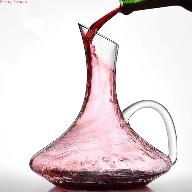 Superior 1500ML Unleaded Flat Base Red Wine Decanter Handmade Crystal