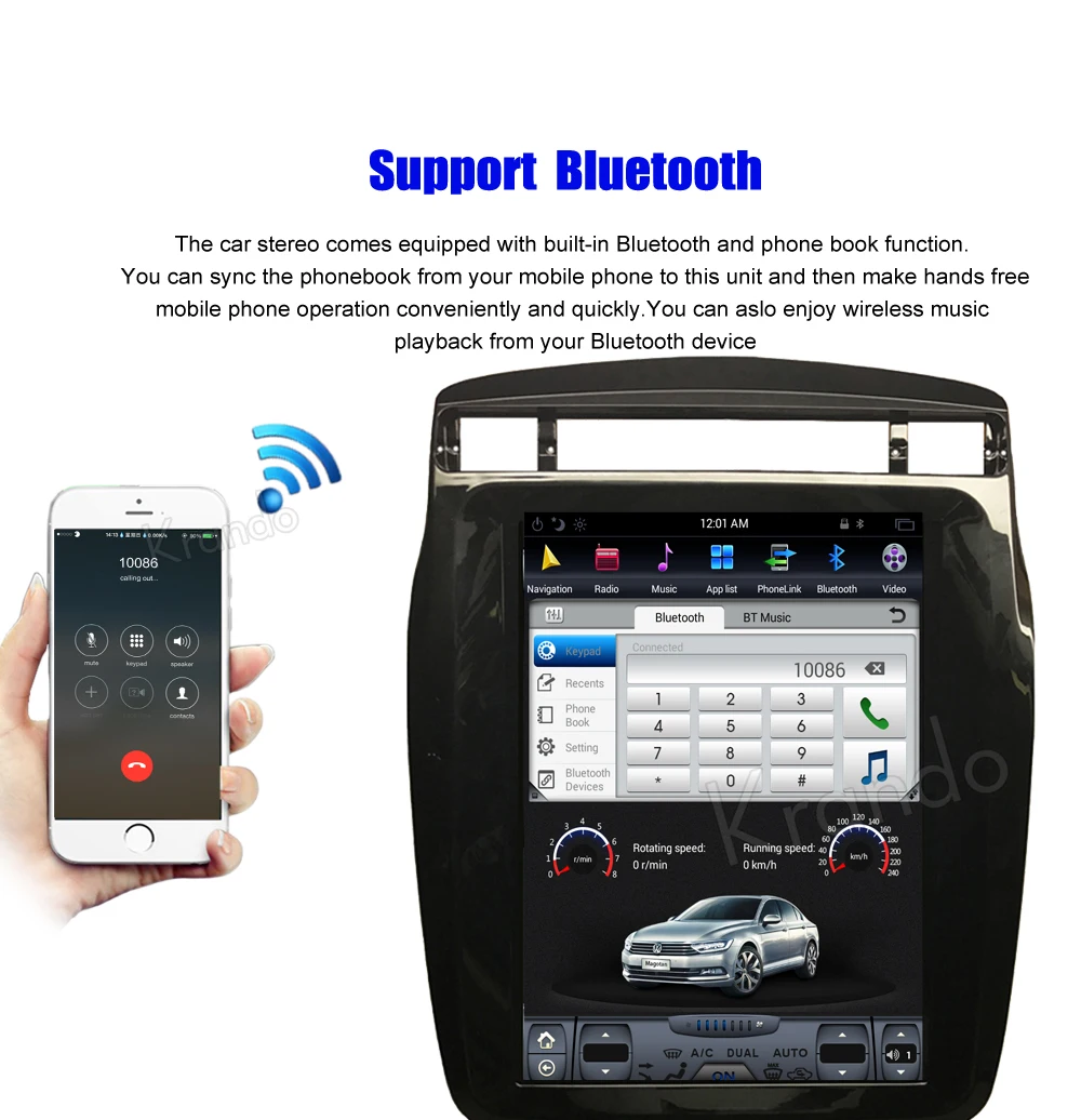 Excellent Krando Android 8.1 10.4" Vertical screen car audio radio player for VW Volkswagen touareg 2010-2017 navigation multimedia system 4