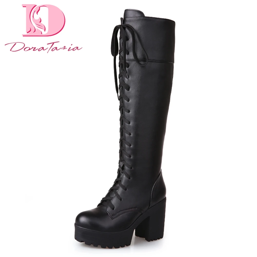 

Doratasia large Size 34-43 Martin boots Women's Shoes Woman Boots Fashion platform high heels Winter knee-high Boots Woman Shoes