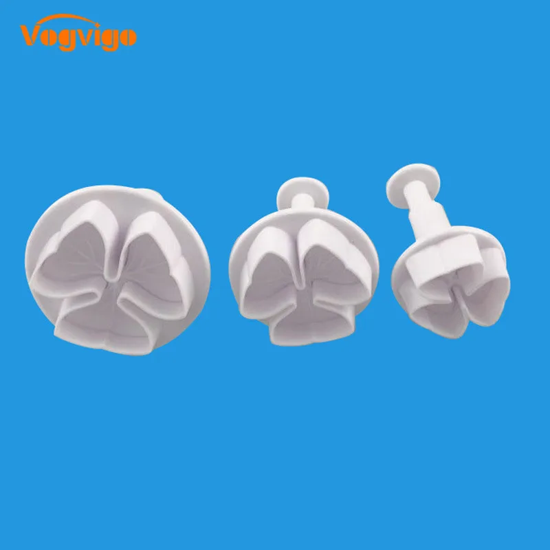 

VOGVIGO 3Pcs/Set Fondant Cookie Cake Cutter Ejector Plunger Cutters Mold Embossed Leaf DIY Kitchen Baking Cake Decorating Tools