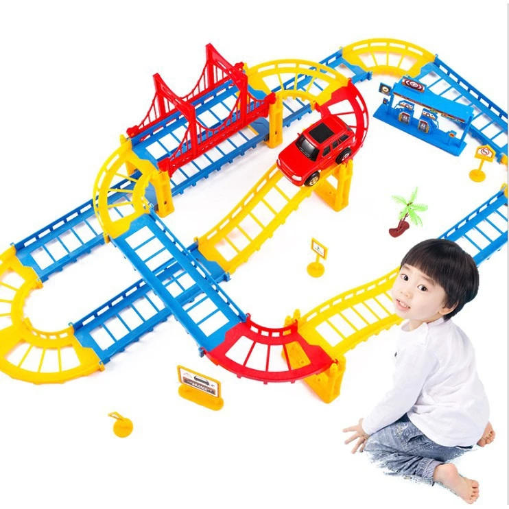 

Rail Car Assembly Electric Speed Track Car Educational Toy Combinations Playset Vehicle Puzzle Race Car