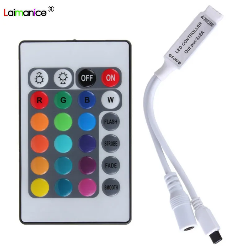 Мини DC12V 24Key RGB инфракрасный пульт дистанционного управления контроллера с мини-приемник для 3528/5050 RGB Светодиодные ленты свет/светодиодный ленты контроллер