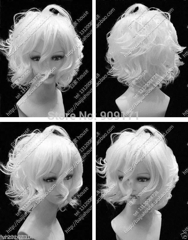 short white curly wig