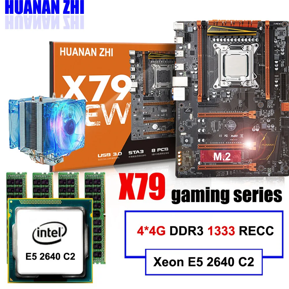 خصم اللوحة هوانان تشى ديلوكس X79 LGA2011 اللوحة مع M.2 فتحة وحدة المعالجة المركزية زيون E5 2640 C2 مع برودة RAM 16G (4*4G) RECC