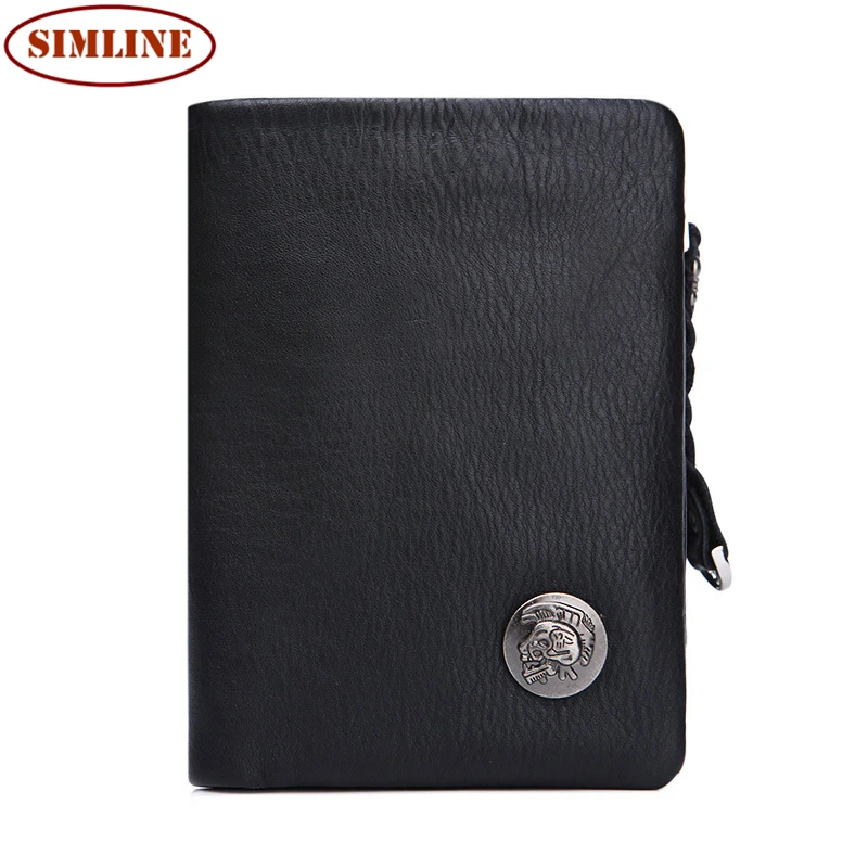 Luxury Brand Vintage 100% Genuine Leather Cowhide Mens Men Short Bifold Wallet Wallets Coin Purse Card Holder With Zipper Pocket