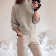 2016 new winter casual Lantern sleeve loose thick pullover female turtleneck solid ladies’ sweater women