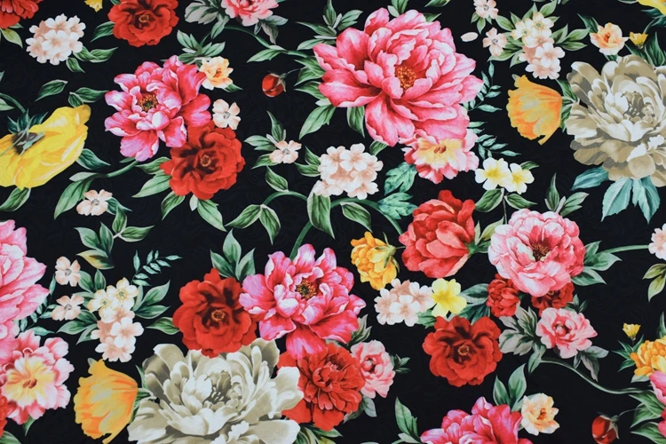 Европейская мода пион цветение Цифровая живопись жаккардовая ткань для платья лоскутное tissu au метр telas tissus tecido DIY