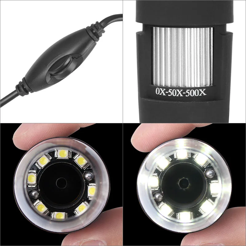 Protable 50 500X Digital USB Microscope Practical 8 LED Monocular Endoscope Magnifier Video Camera with U bolt usb микроскоп