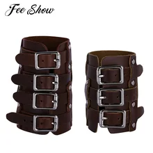 Кофе унисекс для взрослых панк искусственная кожа мягкие регулируемые пряжки рукавицы браслет широкий средневековый нарукавники защитные Руки Броня манжеты