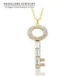 Neoglory Austrian Rhinestone Key Design Fashion Long Necklaces For Women Light Yellow Gold Color Brand Jewelry 2017 New