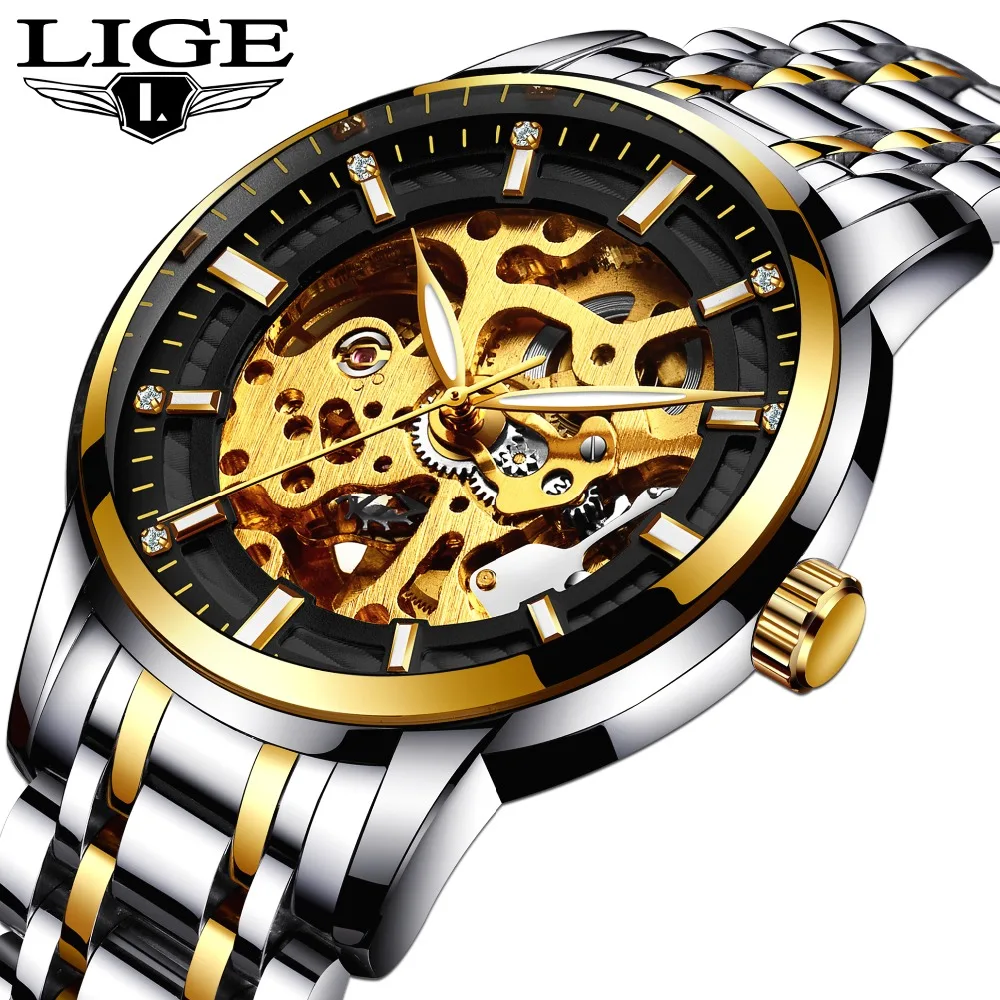 

LIGE 2017 new top luxury watch brand mechanical men watches watches business casual clock suit waterproof man watch relogio