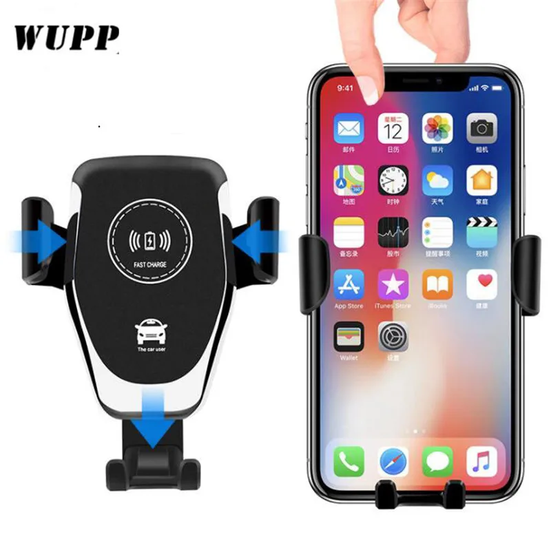 

Wupp Fast 10W Qi Car Wireless Charger Support Smartphone Voiture Gravity Car GPS Stand Phone Holder For