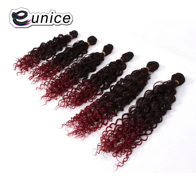 Ombre Jerry Curly Synthetic Hair Weave Bundles Colored Sew in hair Extensions  (13)