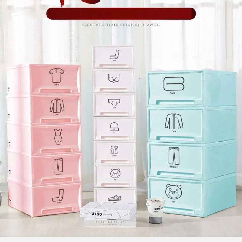 

Multi-functional Underwear Storage Box Plastic Cartoon Storage Drawers Creative Fashion Superimposable Clothes Storage Tools