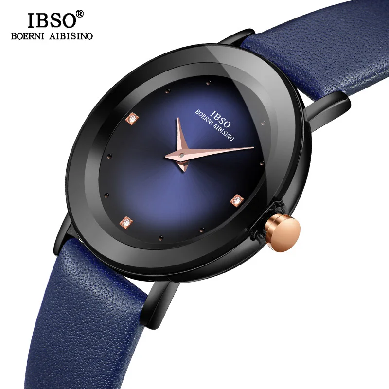 IBSO простые женские наручные часы из натуральной кожи Reloj Mujer Роскошные кварцевые