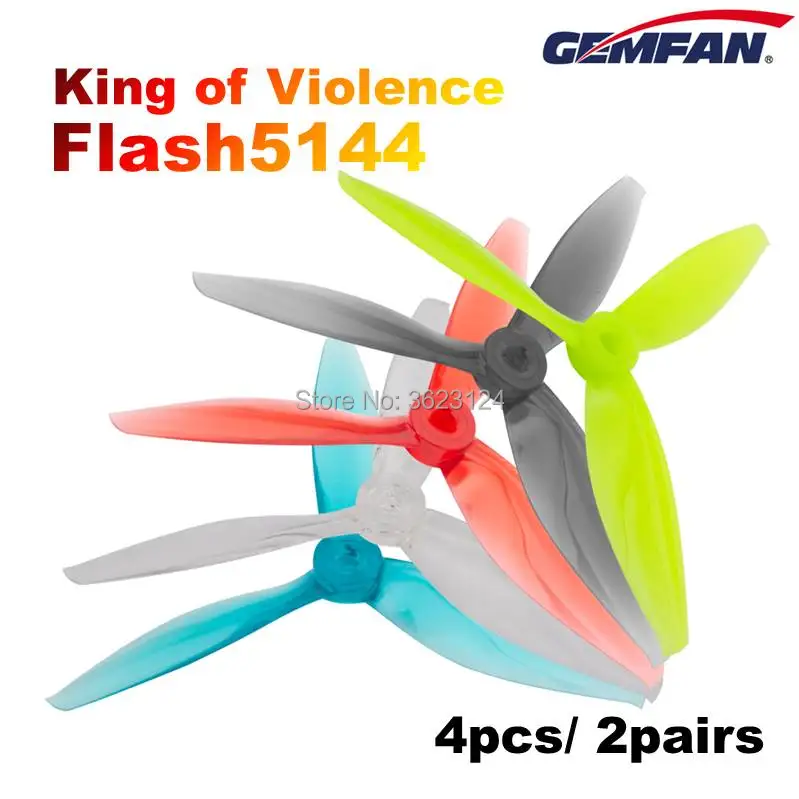 

4pcs/2Pairs Gemfan Flash 5144 3 Blade propeller high-speed violence for 4s 6s FPV racing Drone Quadcopter