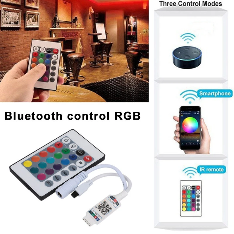 Мини RGBW полосы света диммер DC5-24V 4PIN музыка Bluetooth управление Лер для RGB светодиодные ленты с 24 ключ дистанционное управление