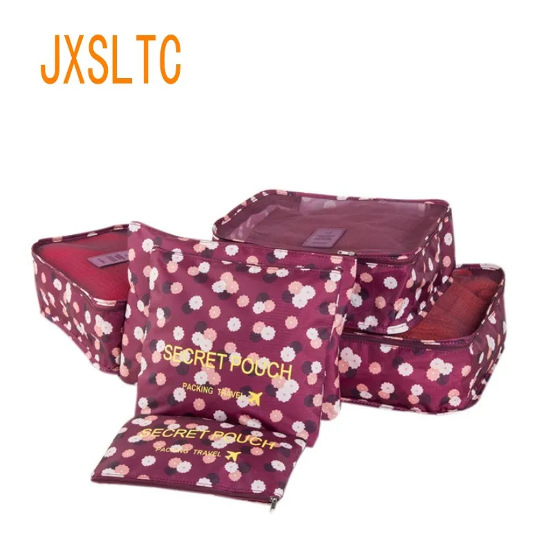 JXSLTC 6 PCS Travel Portable Storage Bag Set For Clothes Tidy Organizer Suitcase Pouch clothing Shoes Cosmetics Categories | Дом и сад
