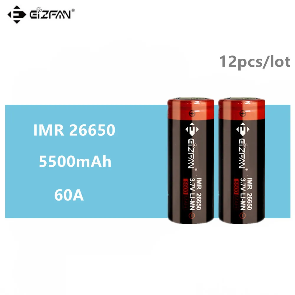 EIZFAN IMR 26650 5500mAh 60A EFAN Li-ion 3.7V Rechargeable Battery for Mech Box Mod Vaporizer Kit High Power Flashlight E10 | Электроника