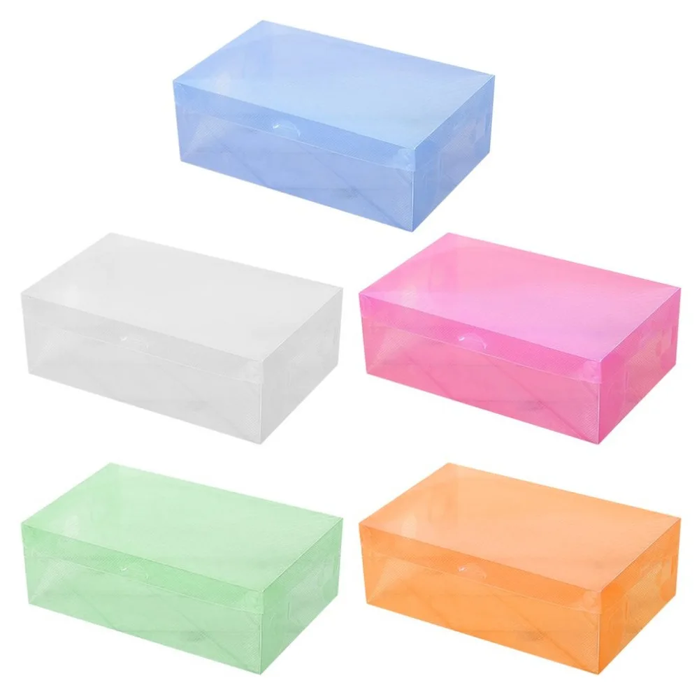 

PP Plastic Shoe Boxes Universal Storage Organizer Stackable Space Saving Flip Type Drawer Box for Slippers Sandals Sport Shoes