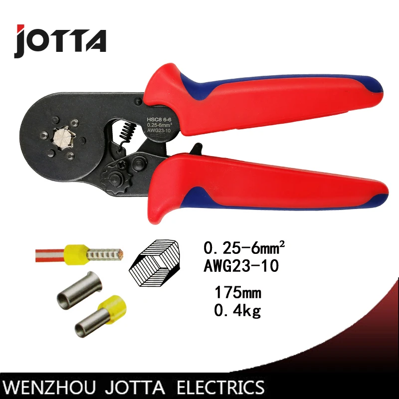 

WXC8 6-6 Mini type Self adjustable Crimping Plier For cable end sleeve(hexagonal type) crimping hand tool 23-10 AWG