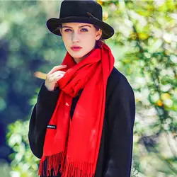 Модные зимние шарфы толстые теплые имитация кашемира однотонные кисточки шарф длинные шарфы шаль для женщин мужской