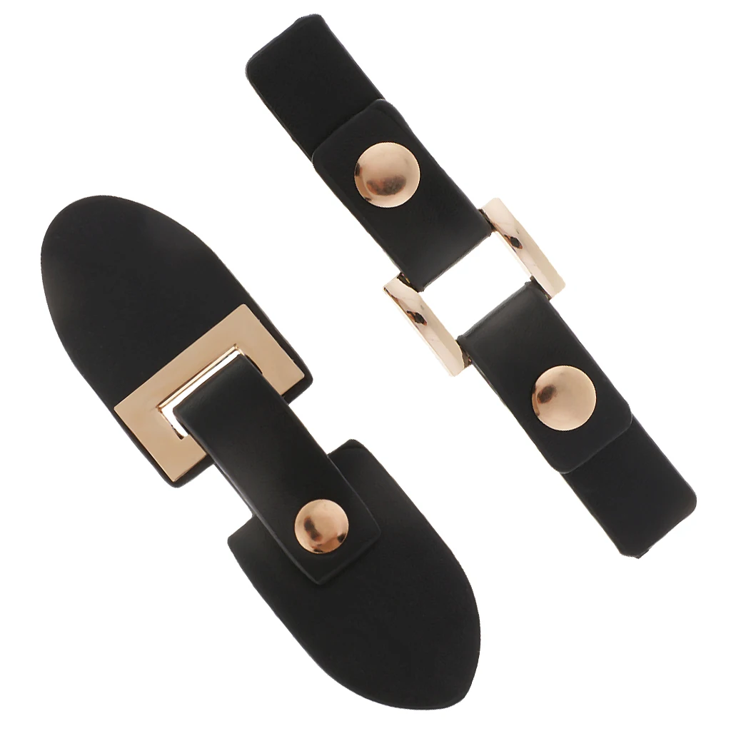 1 Pair Black Metal & PU Leather Snap Toggle Button Sew on Buckle for Bag Making Clothing Decor