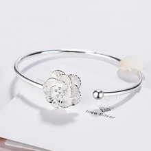 Цветок Корейский сладкий цветок вишни открытый 925 пробы Серебряный темперамент Женский литературный модный изменяемый Размер браслеты SBR094