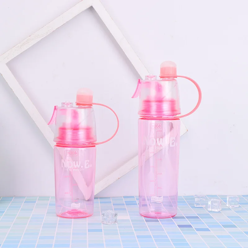 400/600 мл Горячая спрей Спортивная увлажняющая бутылка для питьевой воды портативная пластиковая велосипедная шейкер для тренажерного зала мои бутылки для воды - Цвет: pink
