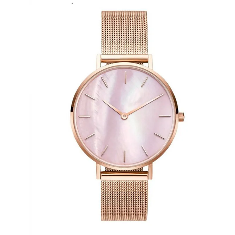 Mavis Hare розовое золото наручные часы Розовый жемчуг морской ракушки для женщин часы с римскими цифрами браслет и кристалл манжеты браслеты пляж девушки - Окраска металла: just watch 1