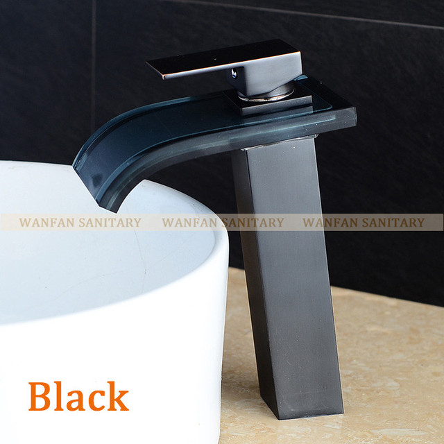 Faucets Black  LED Faucets Nozzle For Faucet Deck Mounted Waterfalll Taps Washbasin Mixer Hot and Cold Water Tap LH-16801