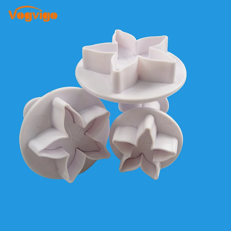 

VOGVIGO 3Pcs/Set Fondant Cookie Cake Cutter Ejector Plunger Cutters Mold Embossed Star DIY Kitchen Baking Cake Decorating Tools