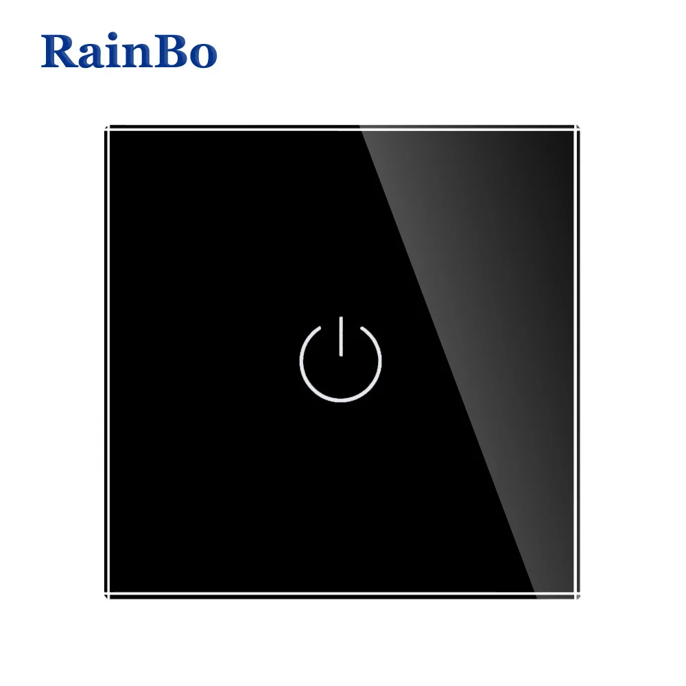 Rainbo кристалл Стекло Панель настенный выключатель ЕС сенсорный выключатель Экран настенный выключатель света 1Gang1Way 110~ 250 В светодиодные лампы A1911W/B